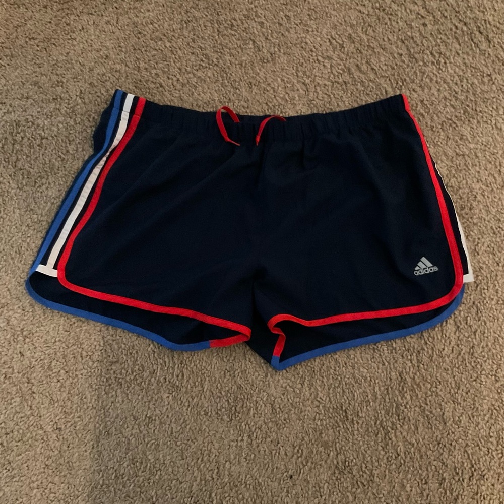 adidas Women's Athletic Shorts - Navy with Red and White Accents
